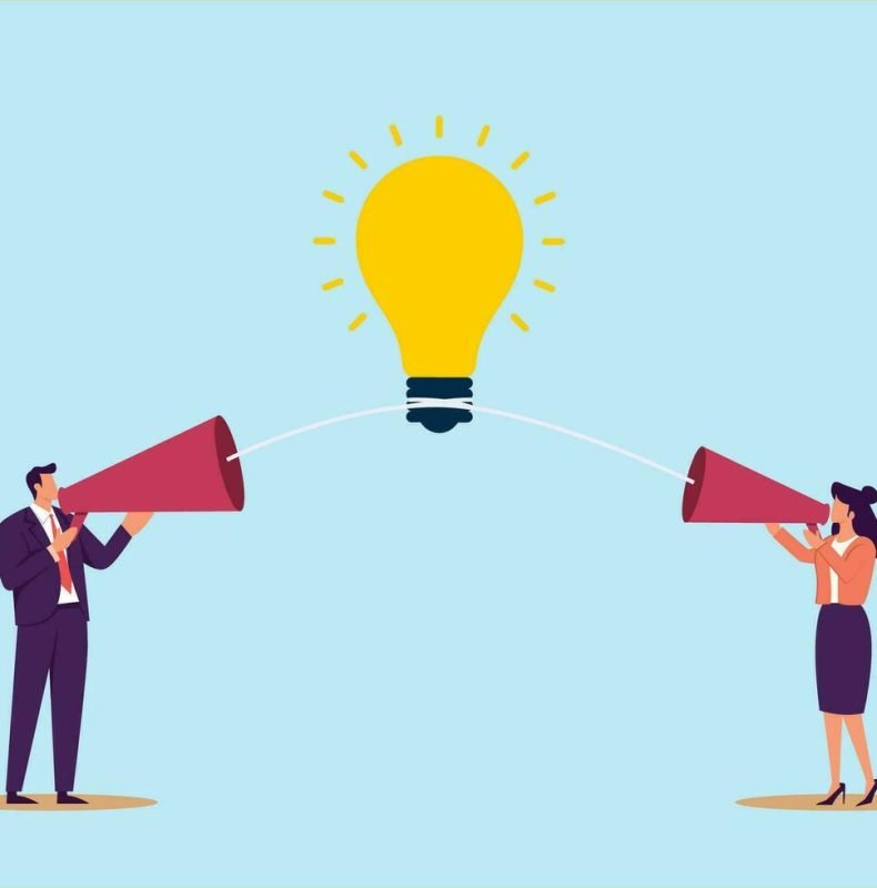 communicate-idea-advice-or-solution-good-communication-skill-for-business-success-brainstorm-or-discuss-in-meeting-concept-vector